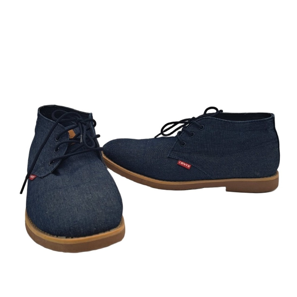 Levis Chukka Boots Men's Size 10.5 Navy Blue Denim Lace Up Desert Shoes